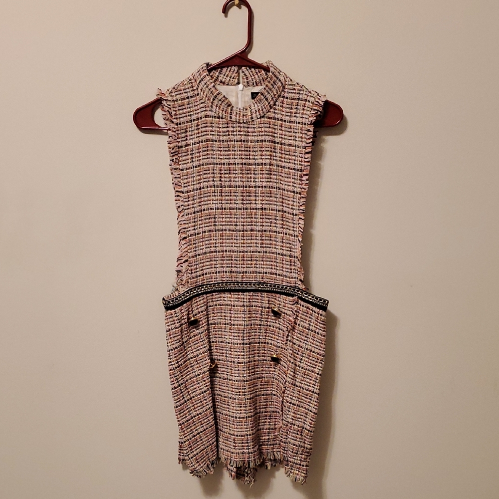 Chic Multicolor Tweed Dress